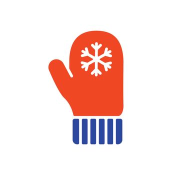 Snowflake gloves vector icon. Winter sign