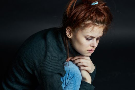 sad woman dissatisfaction beating bruises depression