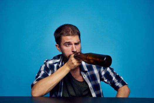 bearded man beer alcohol emotions fun isolated background