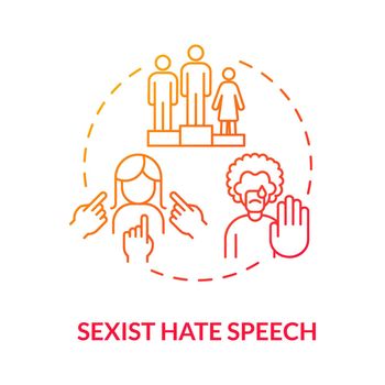 Sexist hate speech red gradient concept icon