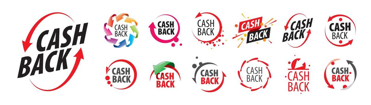 A set of vector cashback icons on a white background