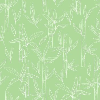 Bamboo outlines seamless pattern, vector illustration.