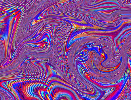 Hippie Trippy Psychedelic Rainbow Background LSD Colorful Wallpaper. Abstract Hypnotic Illusion. Hippie Retro Texture Glitch and Disco