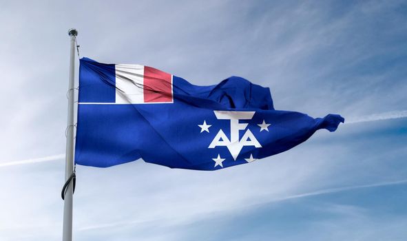 3D-Illustration of a French Southern Territories flag - realistic waving fabric flag.