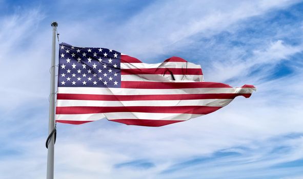 3D-Illustration of a USA flag - realistic waving fabric flag.