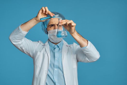 doctor in medical mask chemical laboratory science research