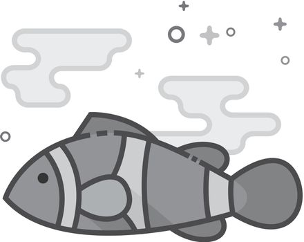 Flat Grayscale Icon - Clown fish