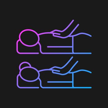 Couples massage gradient vector icon for dark theme