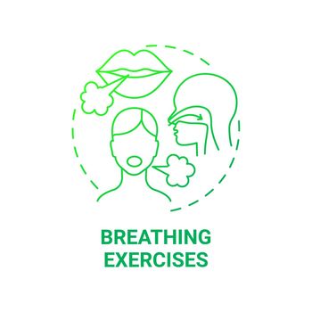 Breathing exercises green gradient concept icon
