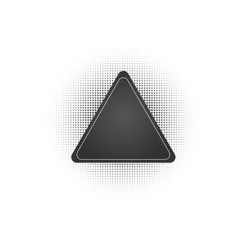 Black abstract vector triangle frame halftone dots logo emblem design element with . Round border Icon using halftone circle dots.
