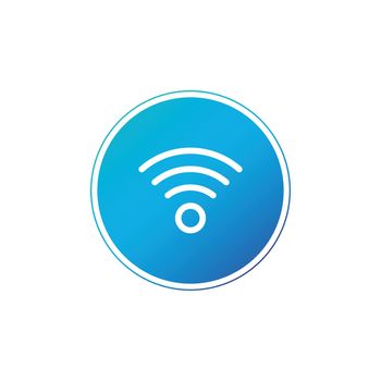 WIFI simple icon in blue circle. wireless internet icon. Vector illustration isolated on white background.