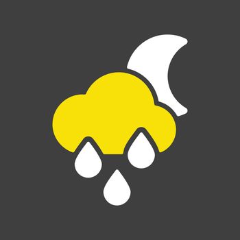 Raincloud with raindrops moon vector flat icon