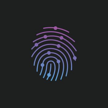digital modern identify and measuring the bright fingerprint. security, password control through fingerprints in immersive technology future and cybernetic.