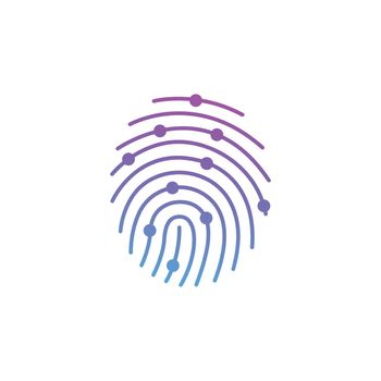 digital modern identify and measuring the bright fingerprint. security, password control through fingerprints in immersive technology future and cybernetic.