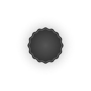 Black abstract vector badge frame halftone dots logo emblem design element with . Round border Icon using halftone circle dots.