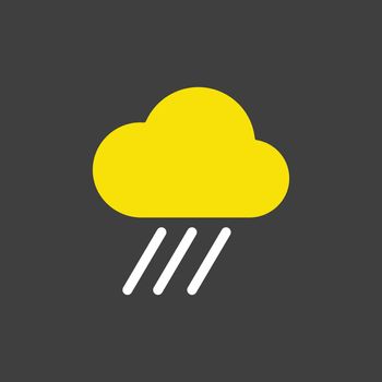 Raincloud vector glyph icon on dark background. Meteorology sign. Graph symbol for travel, tourism and weather web site and apps design, logo, app, UI
