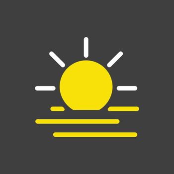 Summer sun heat vector glyph icon on dark background. Meteorology sign. Graph symbol for travel, tourism and weather web site and apps design, logo, app, UI