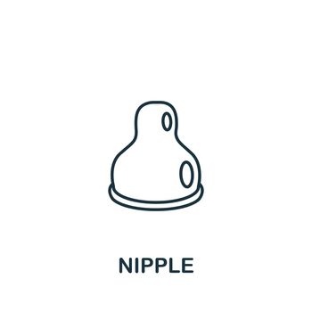 Nipple icon from baby things collection. Simple line element Nipple symbol for templates, web design and infographics