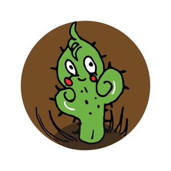 Brave kid cactus illustration. Vector sketch illustration.
