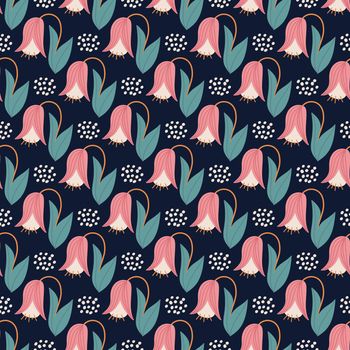 A repeating flower on a blue background. Vector seamless pattern