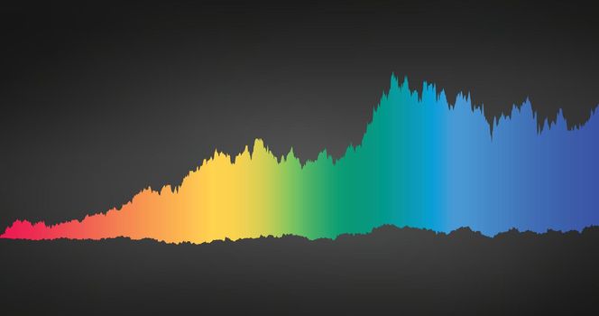 infographic of spectrum color sound waveform, chart, graph concept. Vector illustration isolated on black background.