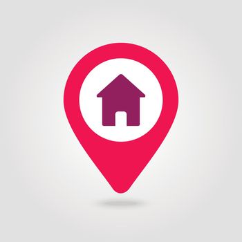 Home pin map icon. Map pointer, markers.