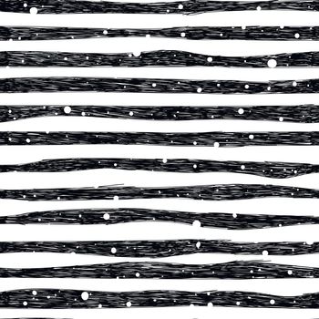 Hand drawing black-and-white striped with spots pattern