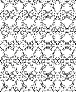 Hand drawing black-and-white curly pattern