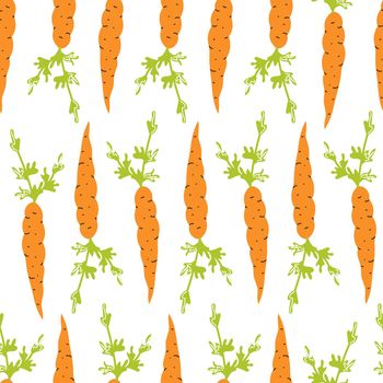 Carrot in a flat style on a white background. Vector seamless pattern