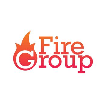 Fire Group department emblem or logo. Vector illustration isolated on white background.