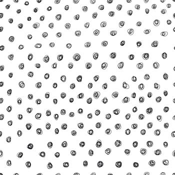 Hand drawing black-and-white polka dot pattern