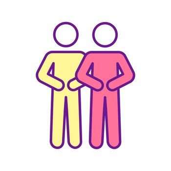 Two persons doing respiratory excercise RGB color icon