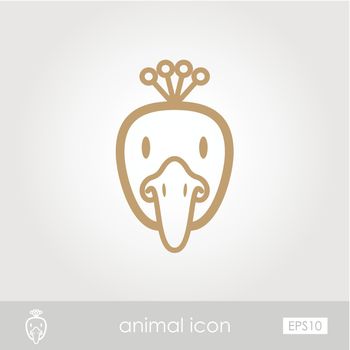 Peacock outline thin icon. Animal head vector