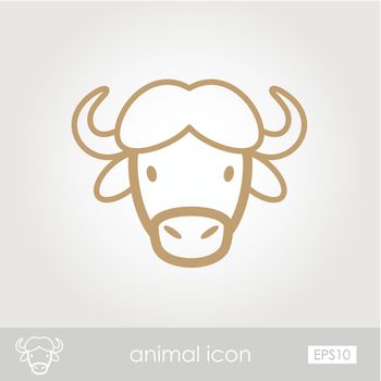 Buffalo bison ox icon. Animal head vector symbol