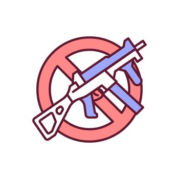 Ban assault rifles RGB color icon
