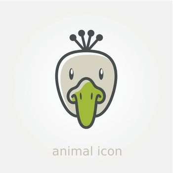 Peacock flat icon. Animal head vector
