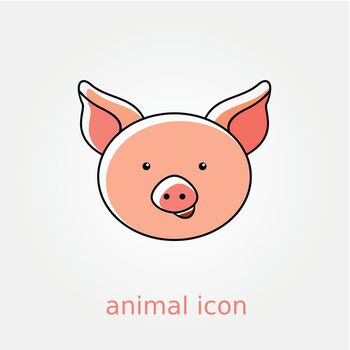 Pig icon. Farm animal vector illustration
