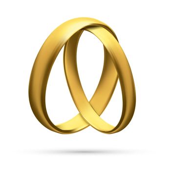 Realistic Gold Wedding Rings Isolated on Background