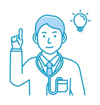 Young male doctor gesture variation illustration | inspiration, idea, solution