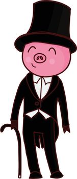 Cartoon pig gentleman