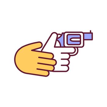 Gun handling instruction RGB color icon