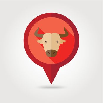 Spanish bull buffalo pin map icon. Animal head