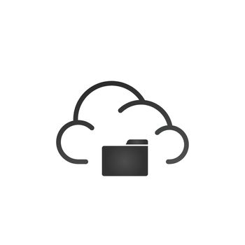 Cloud folder files, remote storage, server and backup concept. Vector illustration isolated on white background.