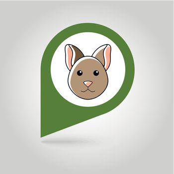 Cat flat pin map icon. Animal head vector