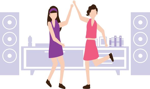 Two girls dancing in the party.