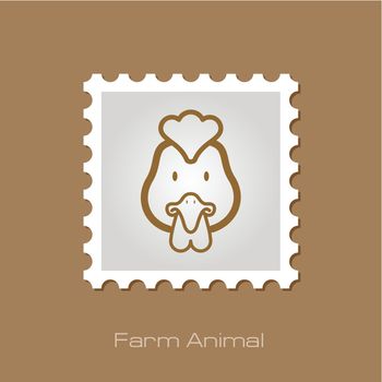 Chicken stamp. Animal head vector