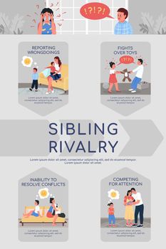 Sibling rivalry flat color vector infographic template