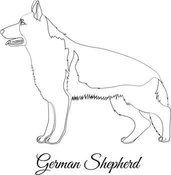 German shepherd cartoon dog outline