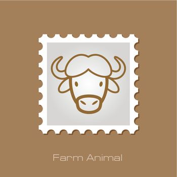 Buffalo bison ox stamp. Animal head vector symbol