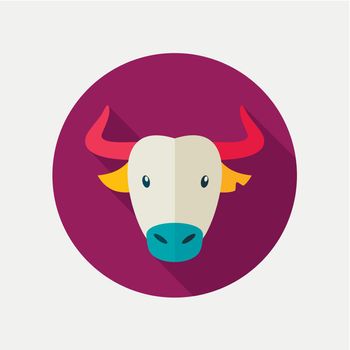 Spanish bull buffalo flat icon. Animal head vector